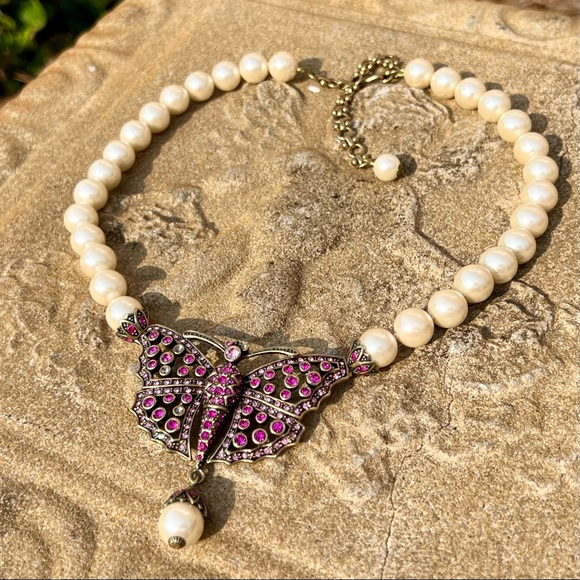 Heidi Daus Jewelry - & Heidi Daus Magnificent Fuchsia &Pearl a butterfly Necklace